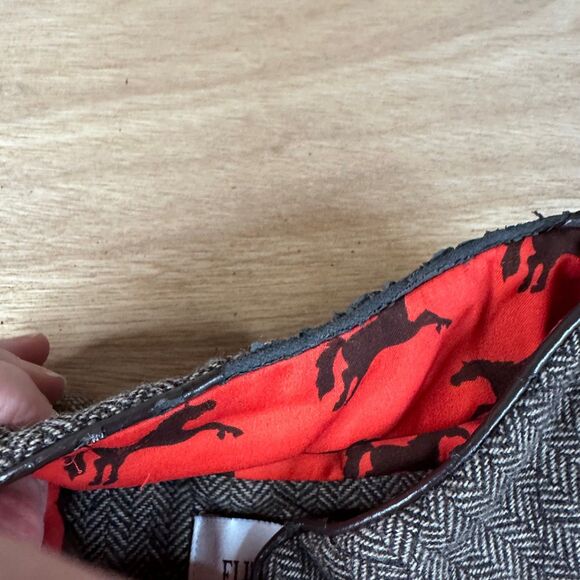 Elizabeth McKay Wool Blend Quilted Herringbone Vest Horse Lining Gray Women’s S - Picture 6 of 6